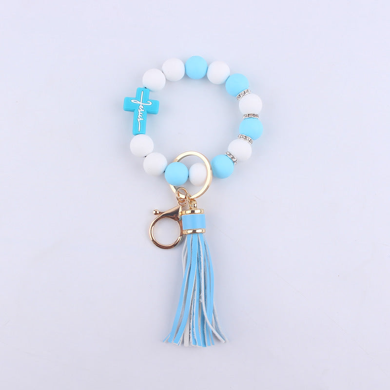 Wholesale Cartoon Cross Silicone Beaded Wrist Keychain ACC-KC-GuangTian025