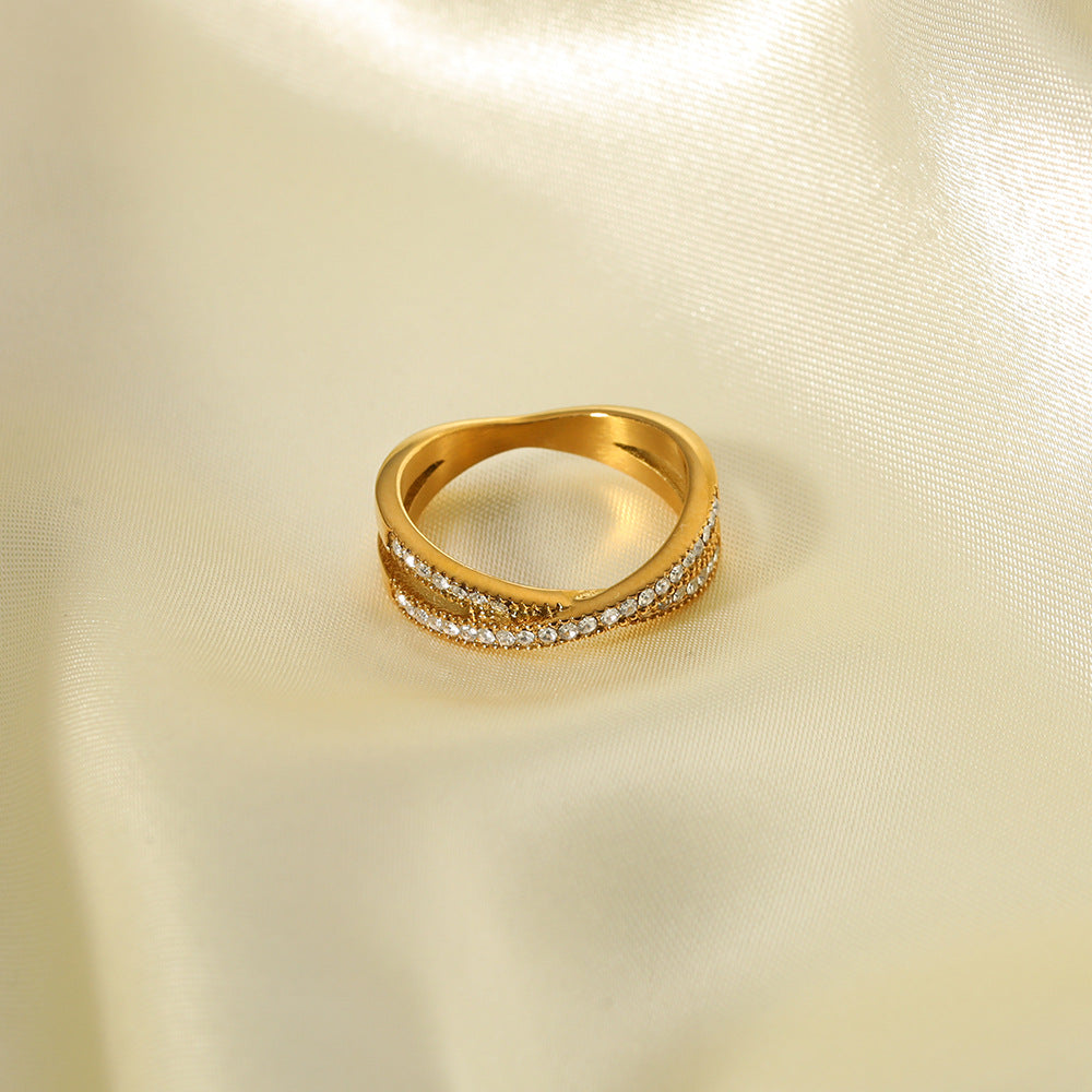 Wholesale Simple Cross Diamond Stainless Steel Rings ACC-RS-Xiny007