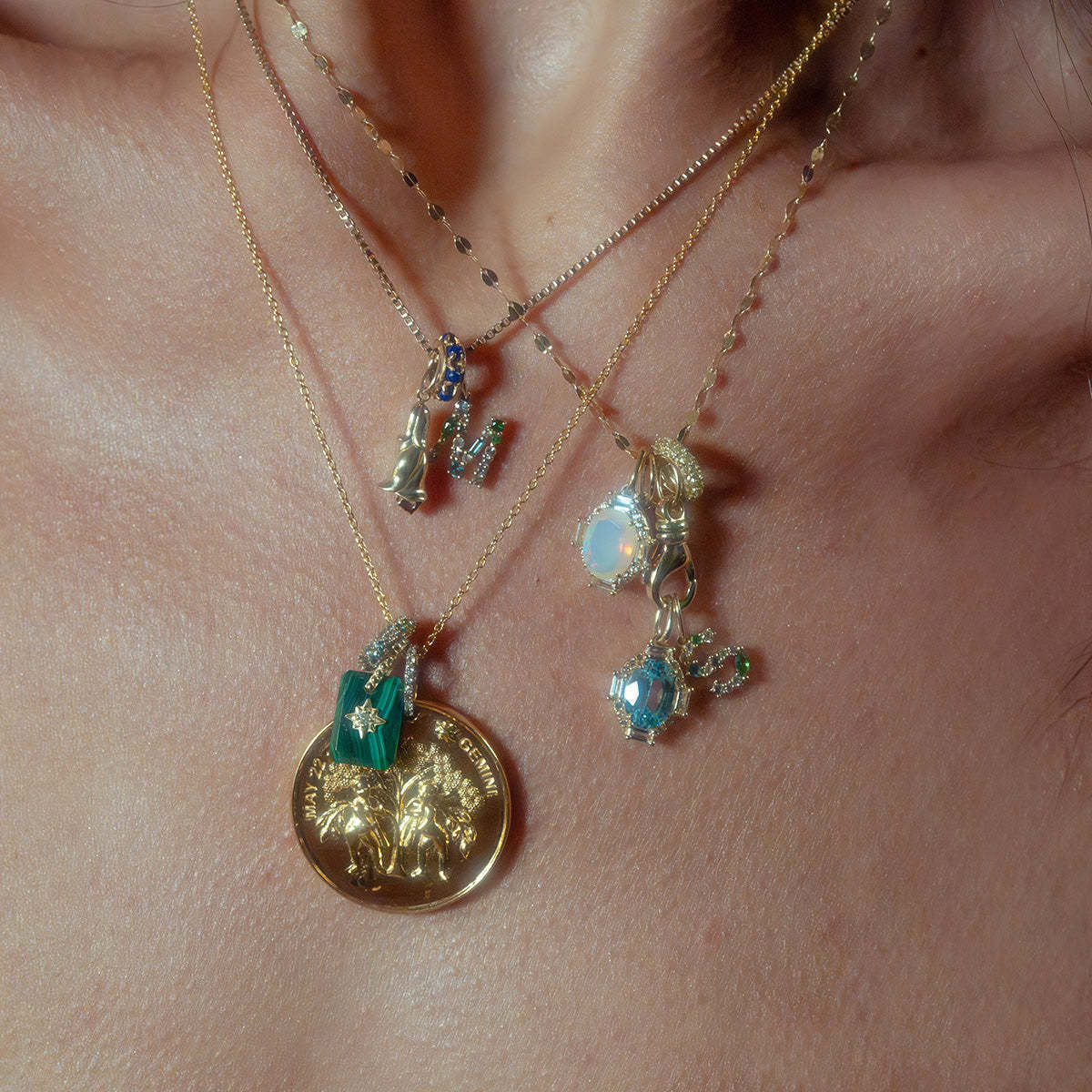 Wholesale 12 Birthstone Zircon Adjustable Pendant Necklace