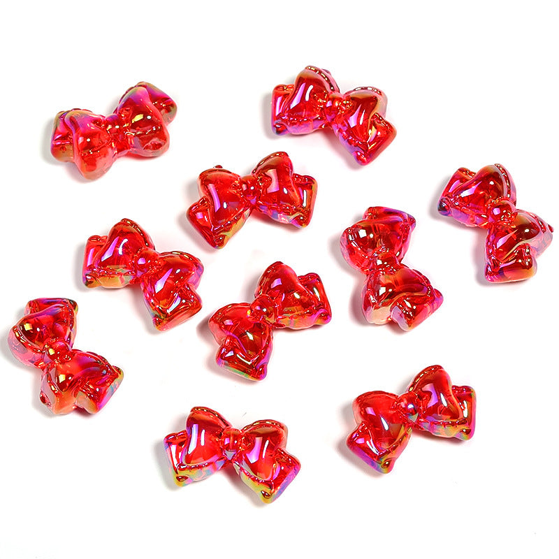 Wholesale 100pcs/pack UV plating transparent color bow Acrylic Beads DIY Bead Accessories