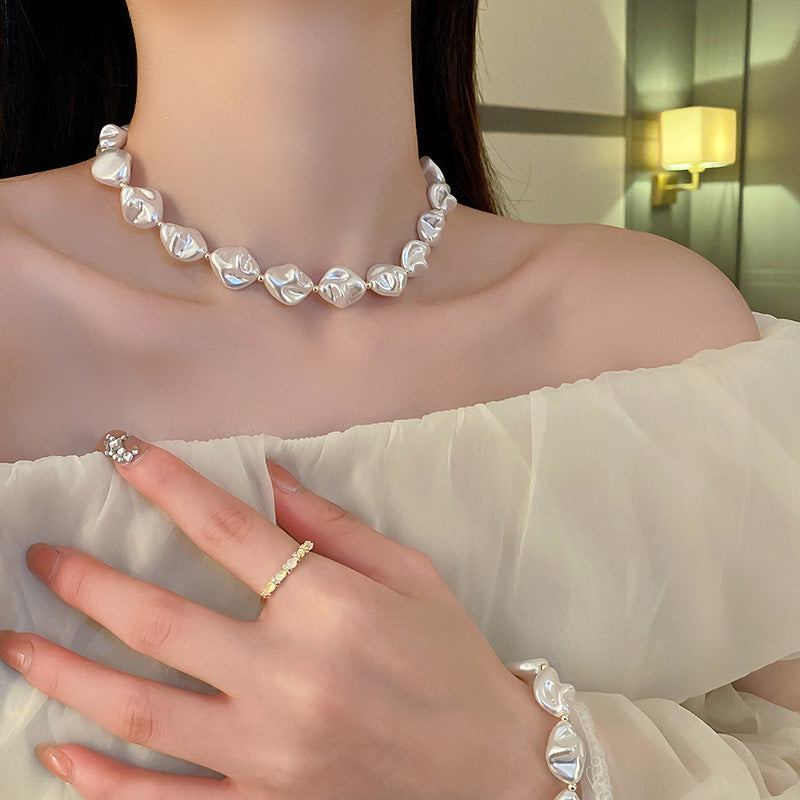 Wholesale Lace Collar Rhinestone Pearl Necklace