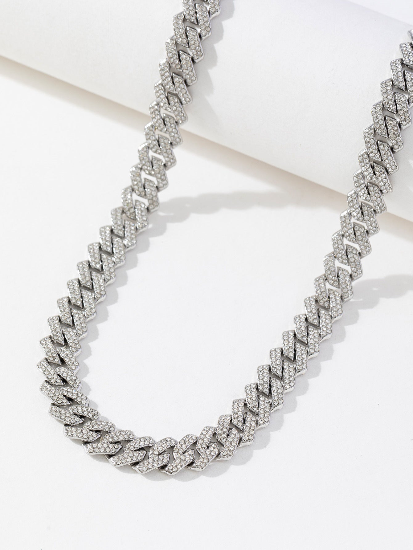 Wholesale Hip-hop Style Alloy Full Diamond Diamond Cuban Chain Men's Necklace ACC-NE-MeiWeite001