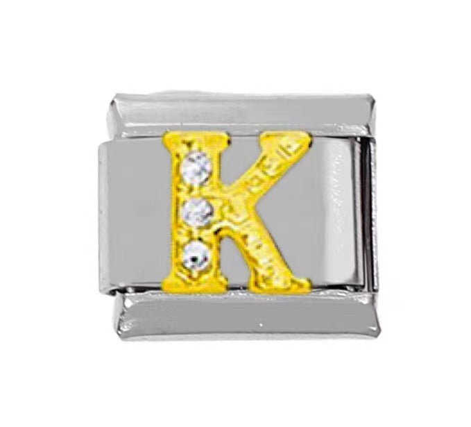 Wholesale 5pcs Italian Charm Bracelet Charm Module Stainless Steel Letter Bracelet 9mm DIY Pattern Free Stitching Detachable Composable Bracelet ACC-BT-DaLiang022