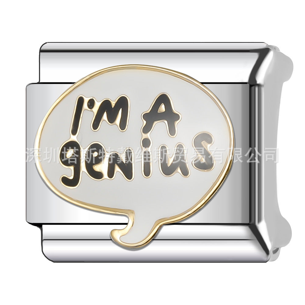 Wholesale  Italian Charm Bracelet 9mm DIY English Word Series Creative Stainless Steel Composable Bracelet