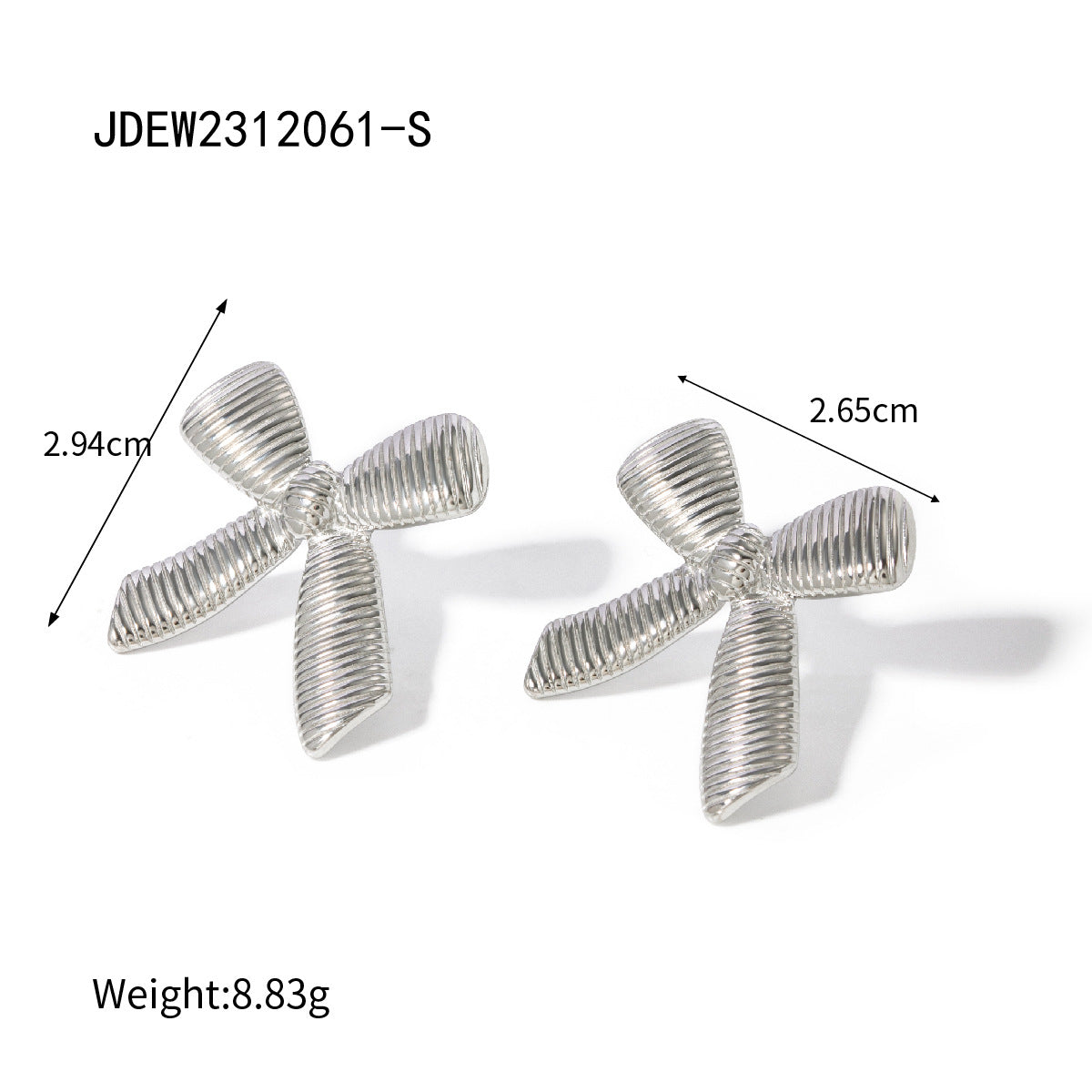 Wholesale 18k Gold Stainless Steel Earrings Striped Bow Earrings ACC-ES-Wanx005