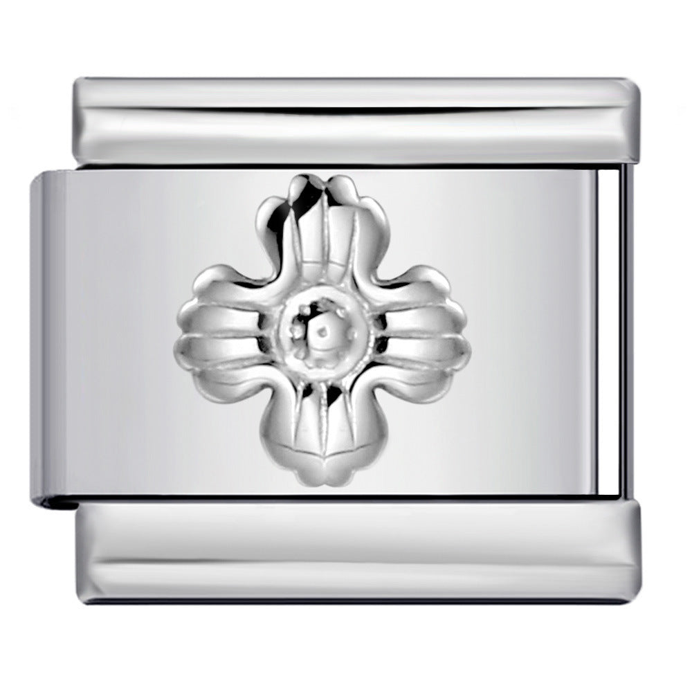 Wholesale  Italian moduleTitanium steel convex silver stamping pattern DIY bracelet