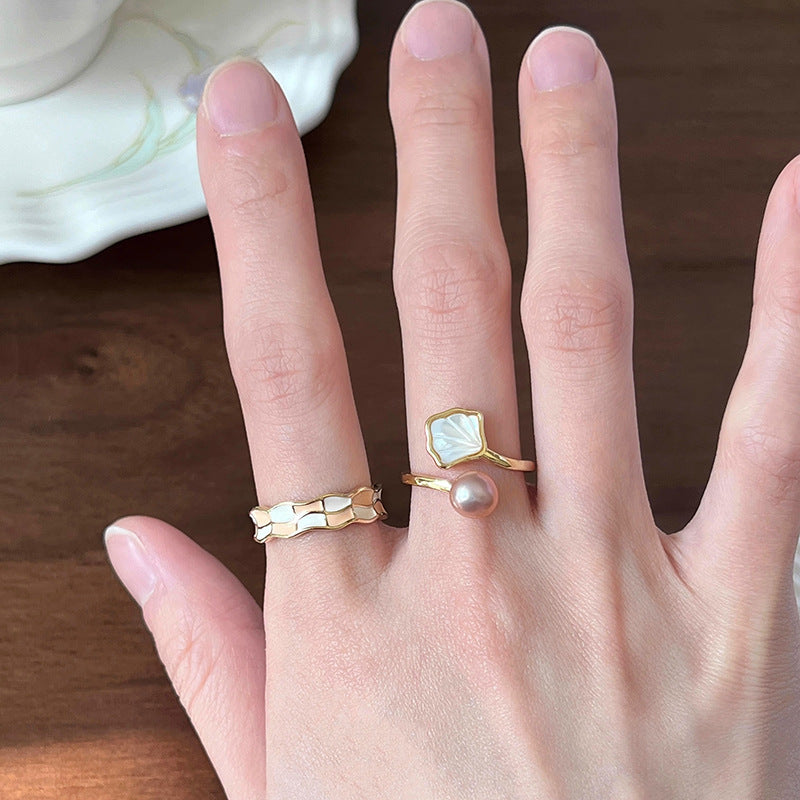 Wholesale  Pearl fritillary ring colorful zircon open index finger ring