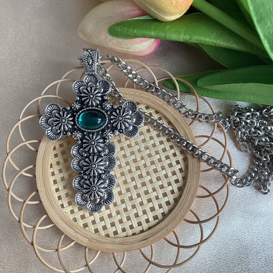 Wholesale  cross encrusted crystal pendant necklace