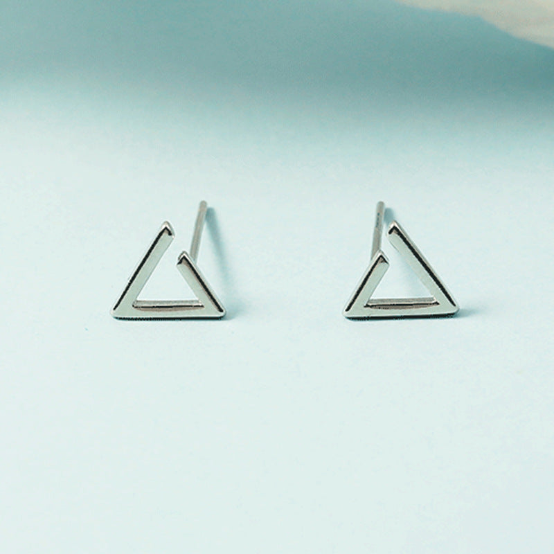 Wholesale open triangle mini black hollow versatile earrings