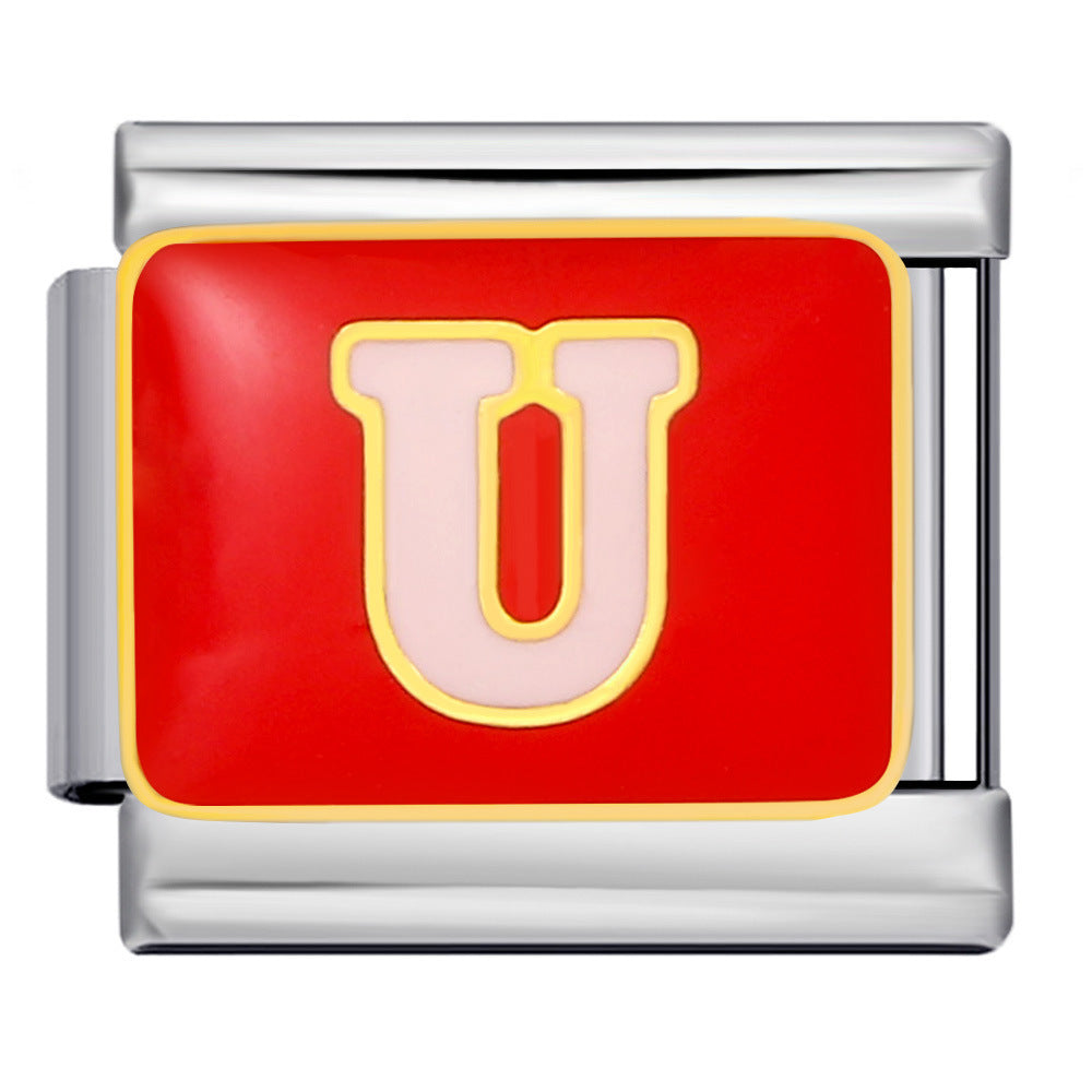 Wholesale 10pcs Italian Charm Bracelet 9mm DIY Splicing Colorful Oil-Drip Letters Stainless Steel Composable Bracelet