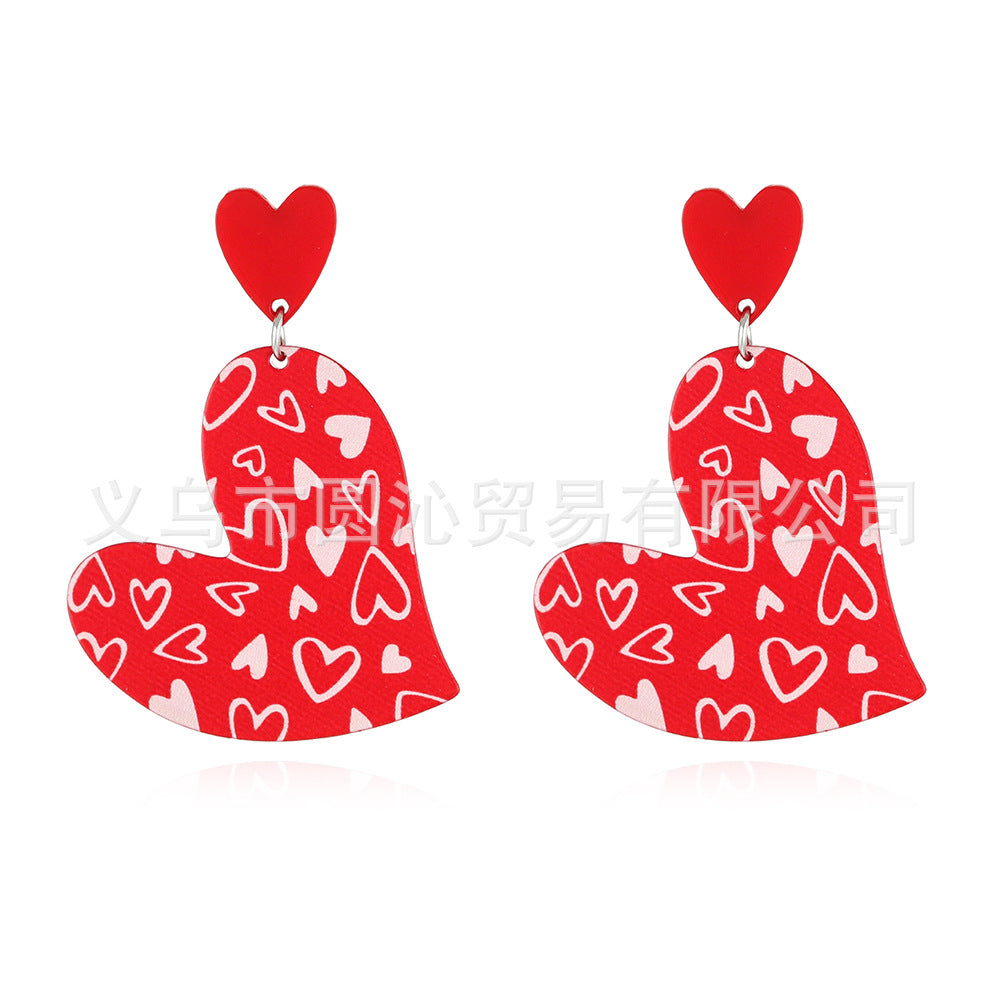 Wholesale Valentine's Day acrylic plate Red Love earrings