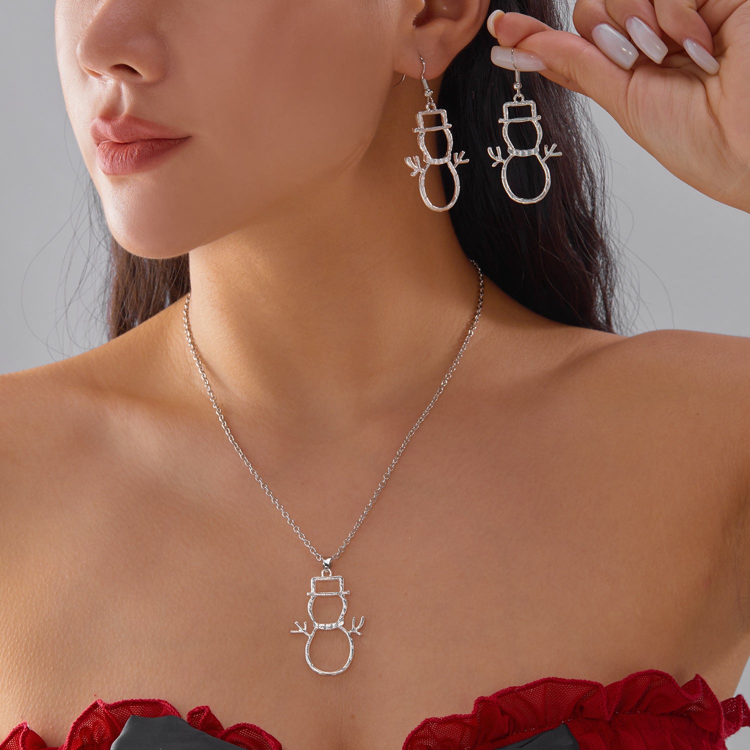 Wholesale Pink girl Christmas tree necklace