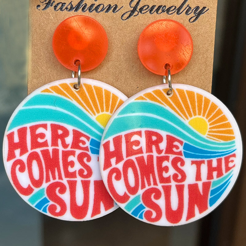 Wholesale 2 Pairs/pack Hello Summer Seaside Scenery Acrylic Earrings ACC-ES-HY015
