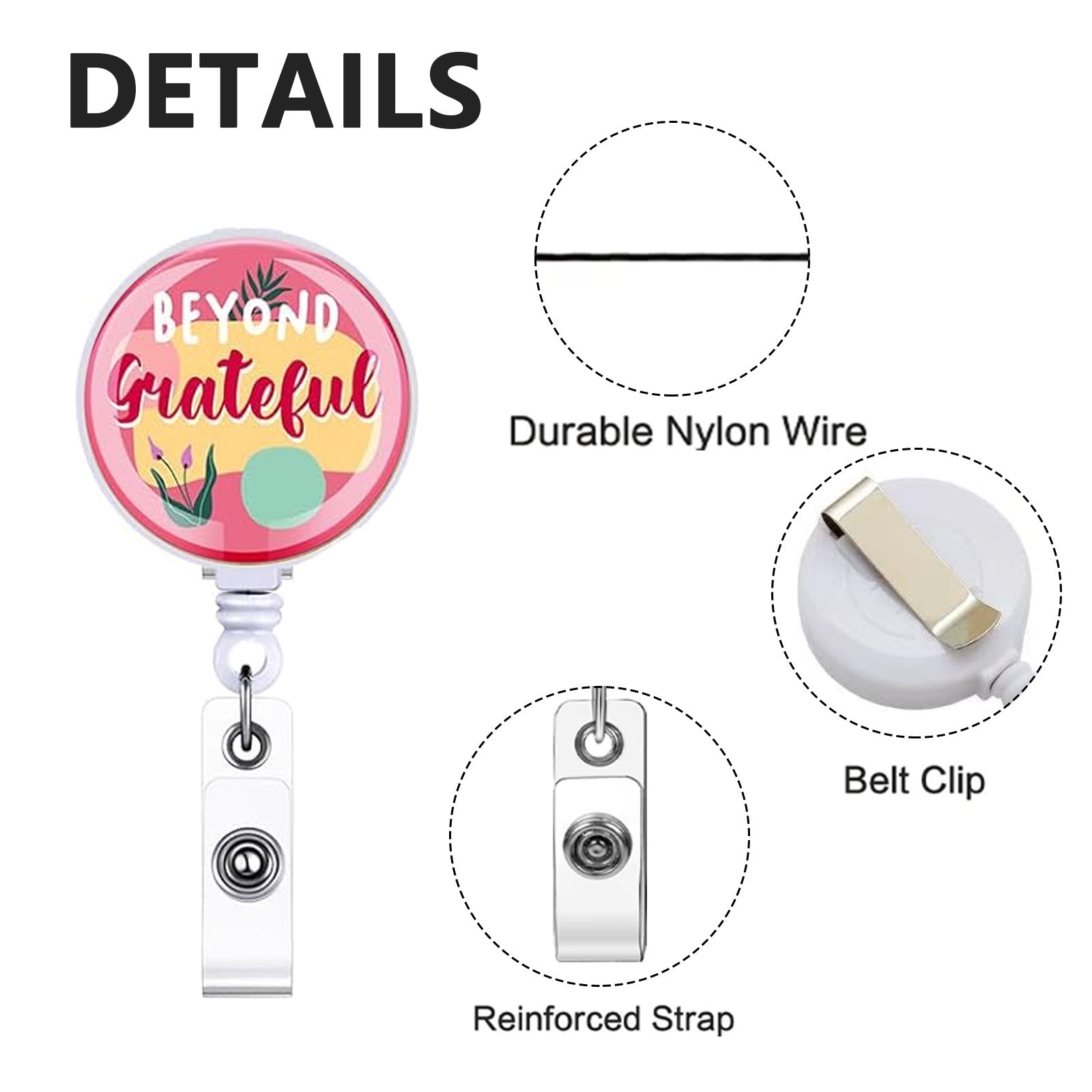 Wholesale Colorful Motivational Quote Acrylic ID Card Holder with Retractable Reel for Everyday Use Gift