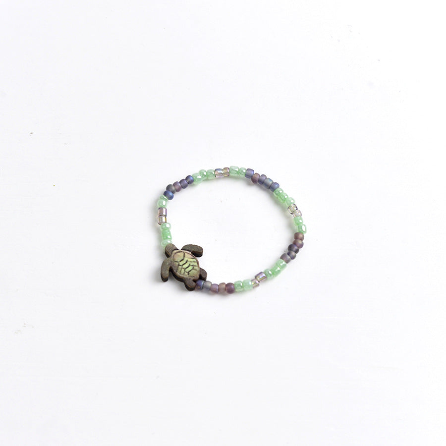 Wholesale Retro Turtle Design Colored Bead Stretch Bracelet Zinc Alloy Electroplated Unisex Fashion Accessory Anniversary Gift