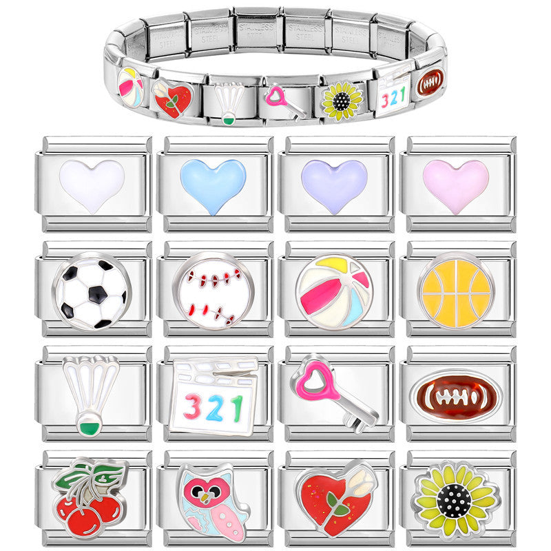 Wholesale Italian Charm Bracelet 9mm DIY Splicing Cute Creative Stainless Steel Composable Bracelet