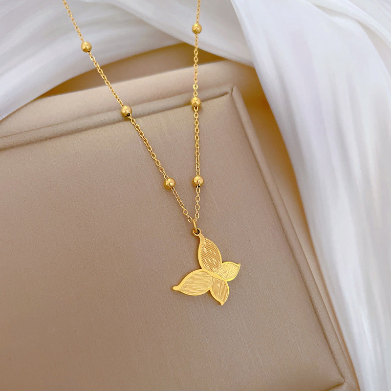 Wholesale Titanium Steel Texture Butterfly Necklace Clavicle Chain Choker Necklace ACC-NE-LiGe009
