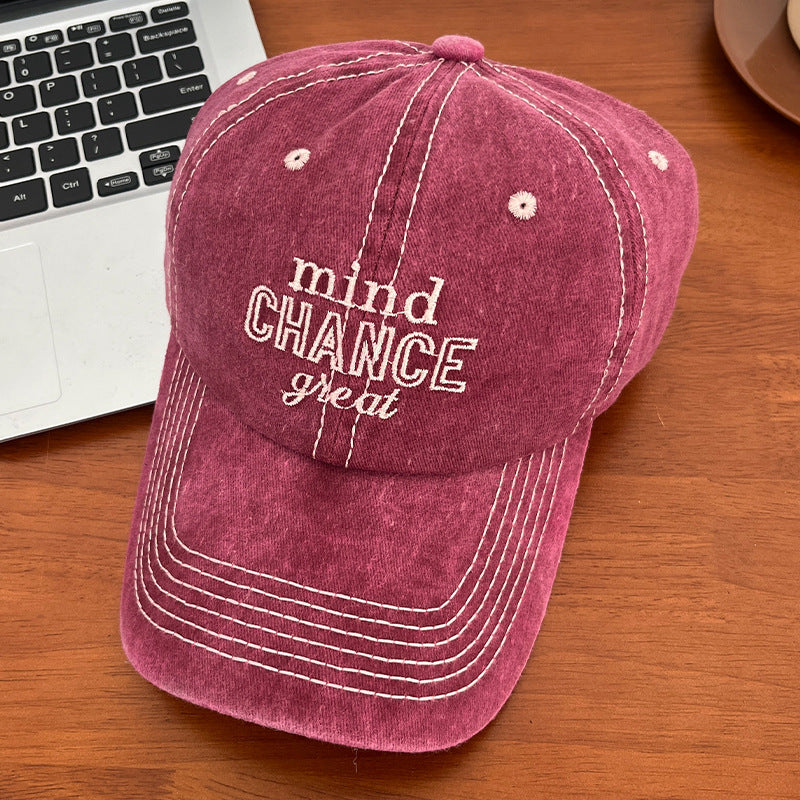 Wholesale Vintage Embroidered Letter Wide Eaves Big Head Sunshade Baseball Cap