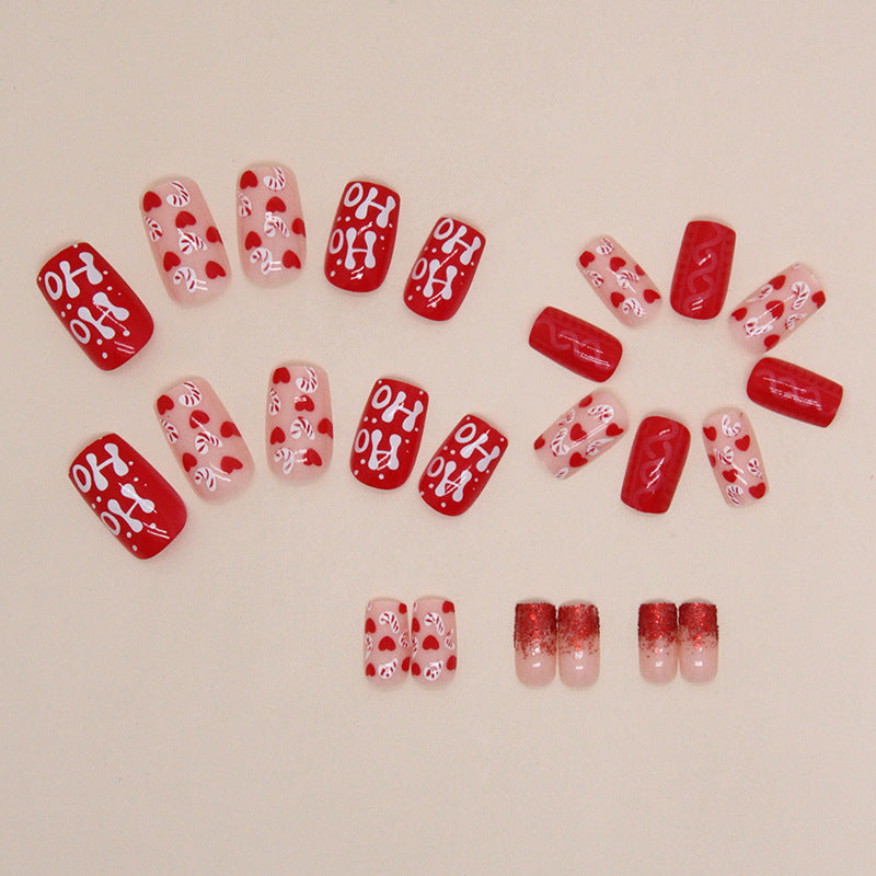 Wholesale 24 Pieces/box Red Christmas Love Nails Kits Nail Stickers ACC-NS-QiHeng007