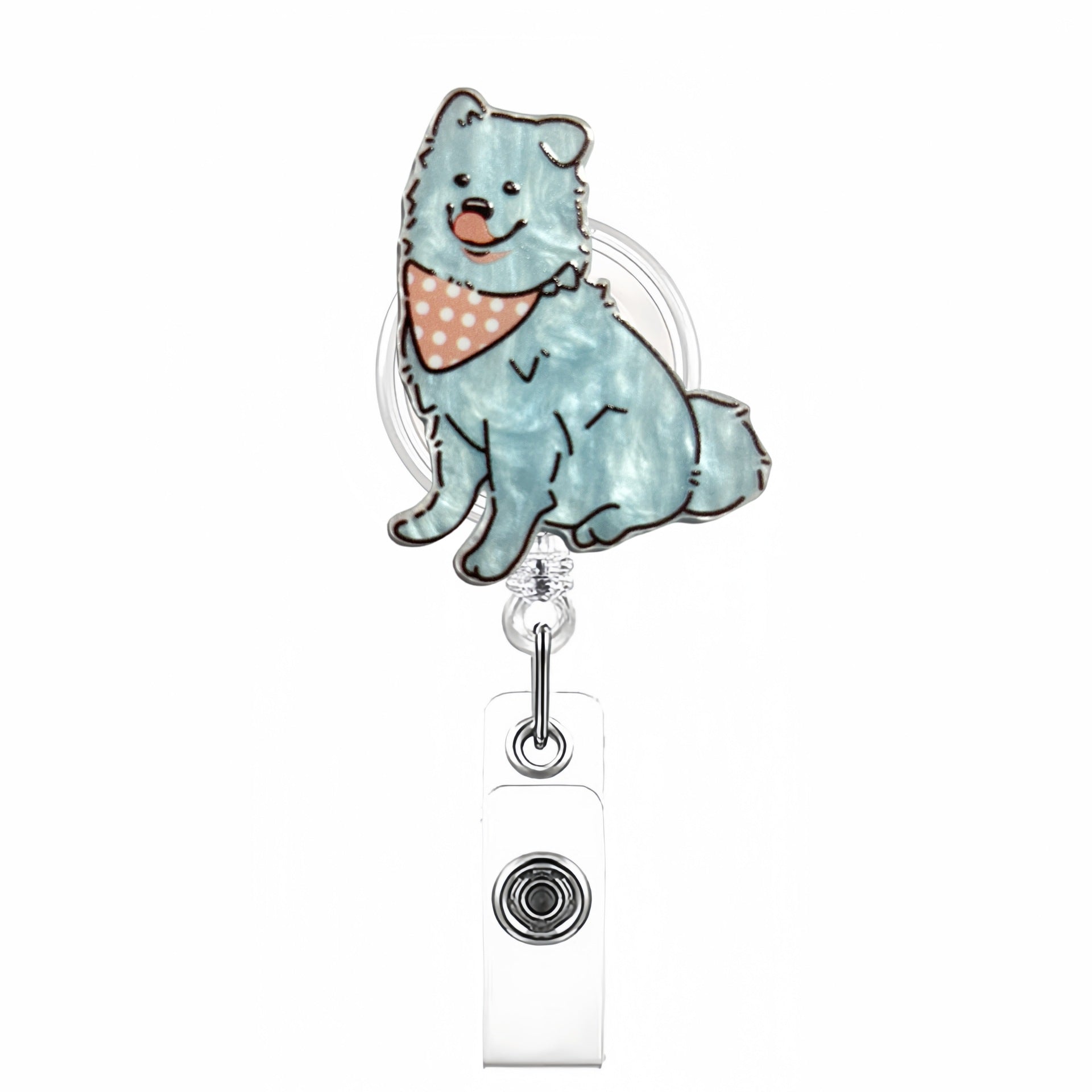 Wholesale Cute Pet Series Acrylic Retractable Rotating Badge Keychain