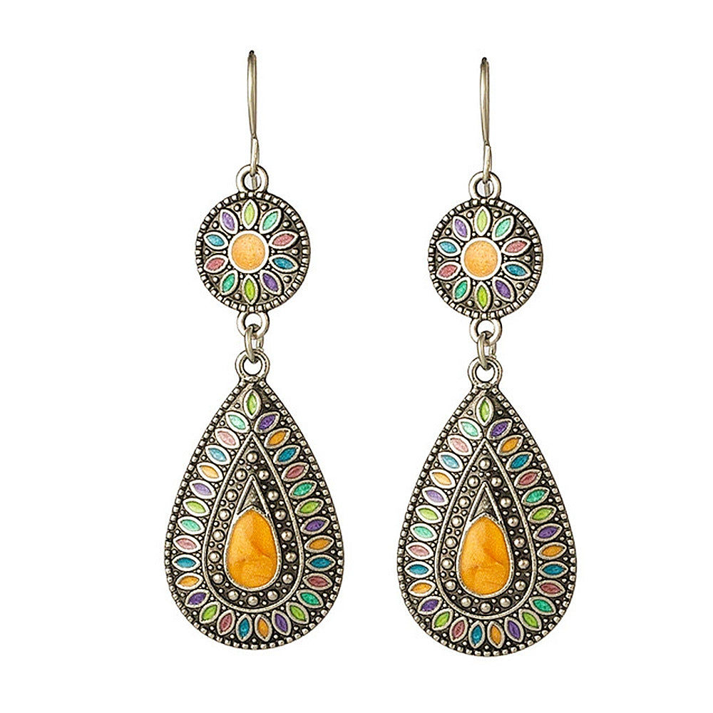Wholesale Bohemian Ethnic Geometric Drop Earrings Zinc Alloy Fashion Accessory for Boutique Resale