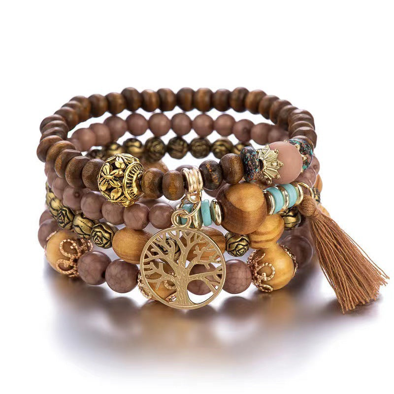 Wholesale Bohemian Multi-layer Wood Beads Beaded Bracelet ACC-BT-FengLi006