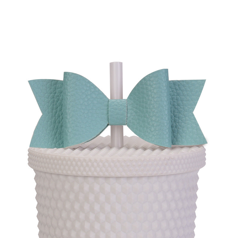Wholesale Bow  Straw Tube Cap Synthetic Leather Cup DIY Straw Accessories Straw Cover ACC-SCR-MaiGuo002