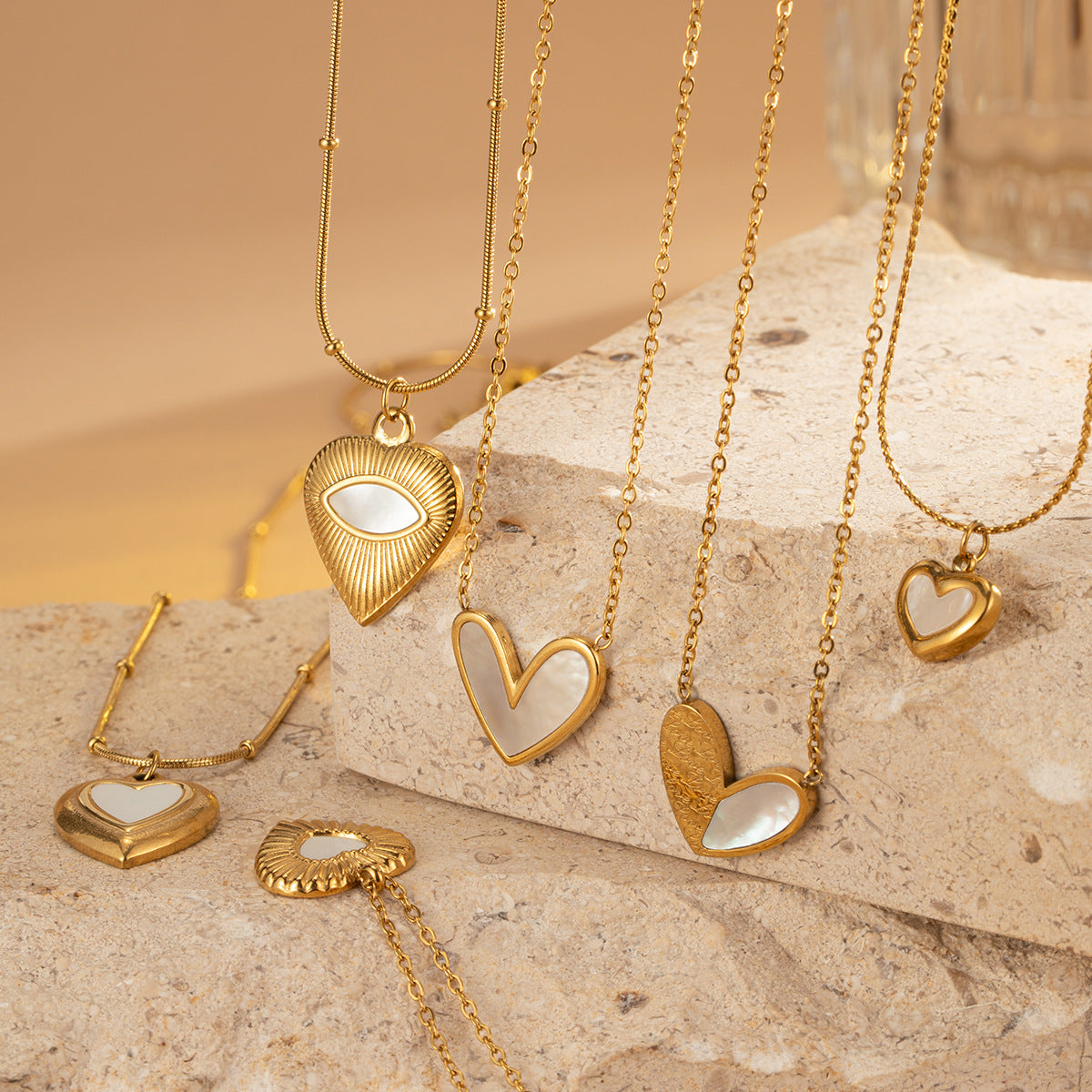 Wholesale 18k Gold Plated Necklace Titanium Steel Necklace Shell Necklace ACC-NE-Jind004