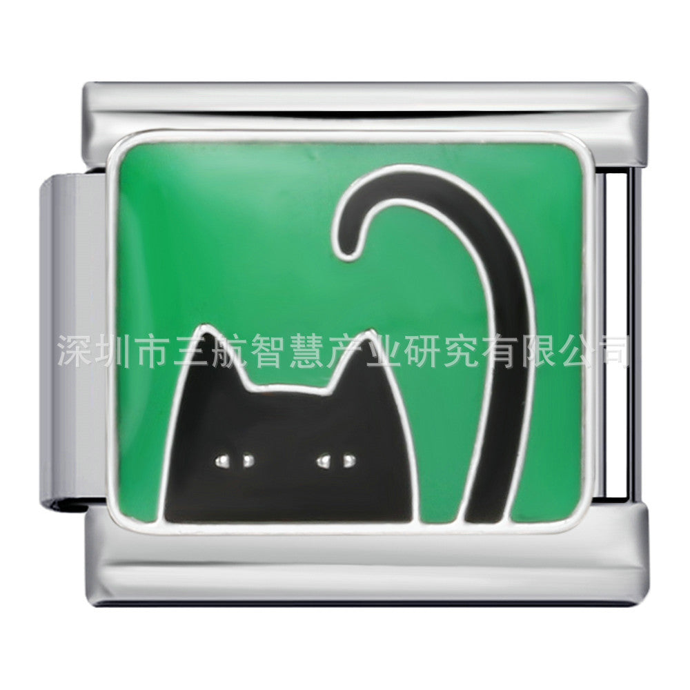 Bracelet de charme italien 5pcs 5pcs 9 mm DIY Splicing Paysage Pictorial en acier inoxydable Bracelet composable