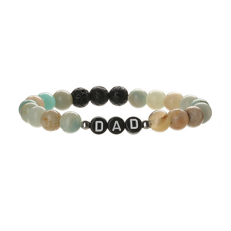 Wholesale European Style 8Mm Natural Stone DAD Letter Beaded Bracelet Father S Day Gift Elastic Cord Jewelry Accessory