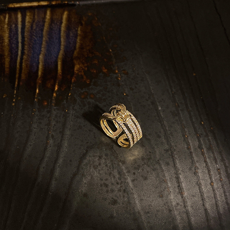 Wholesale light luxury multi-layer full diamond ring