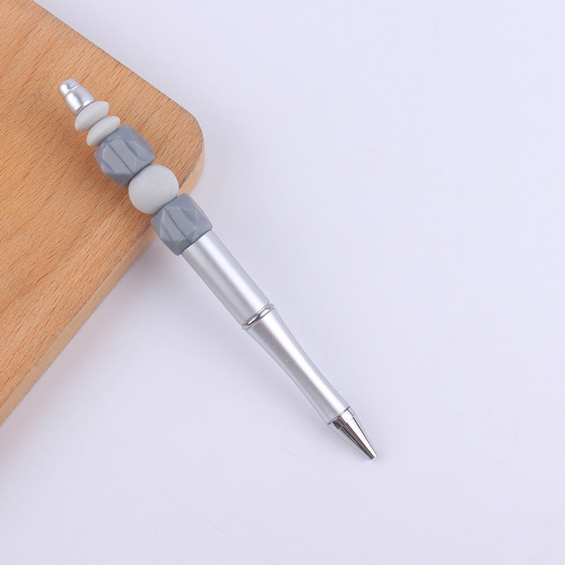 Wholesale  beaded pen creative DIY silicone beads contrast color beaded pen