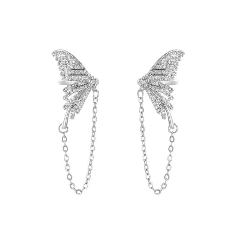 Wholesale Diamond Butterfly Clip Earrings Light Luxury Earrings