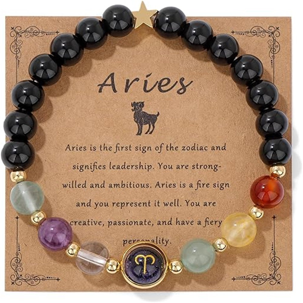 Wholesale Natural stone zodiac beaded bracelet
