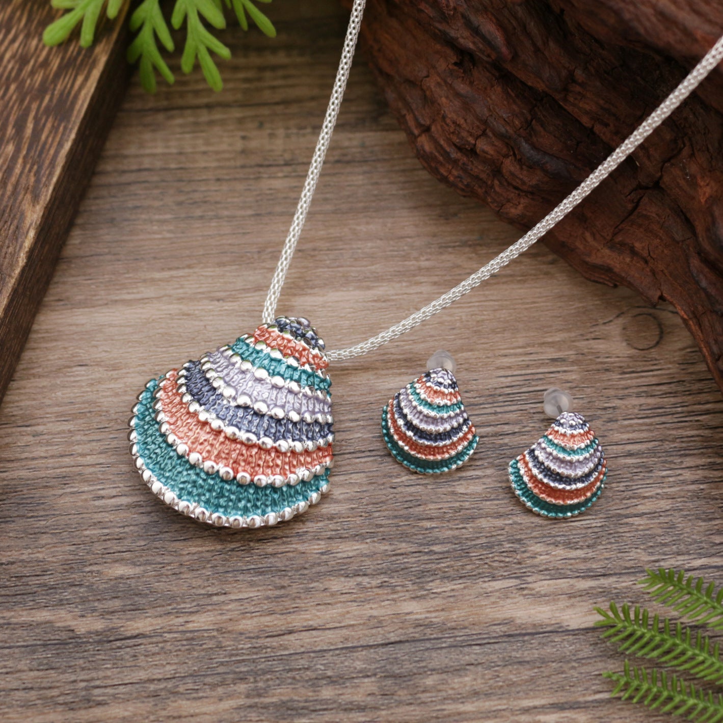 Wholesale  Enamel Geometric Shell Earrings Pendant  Necklace