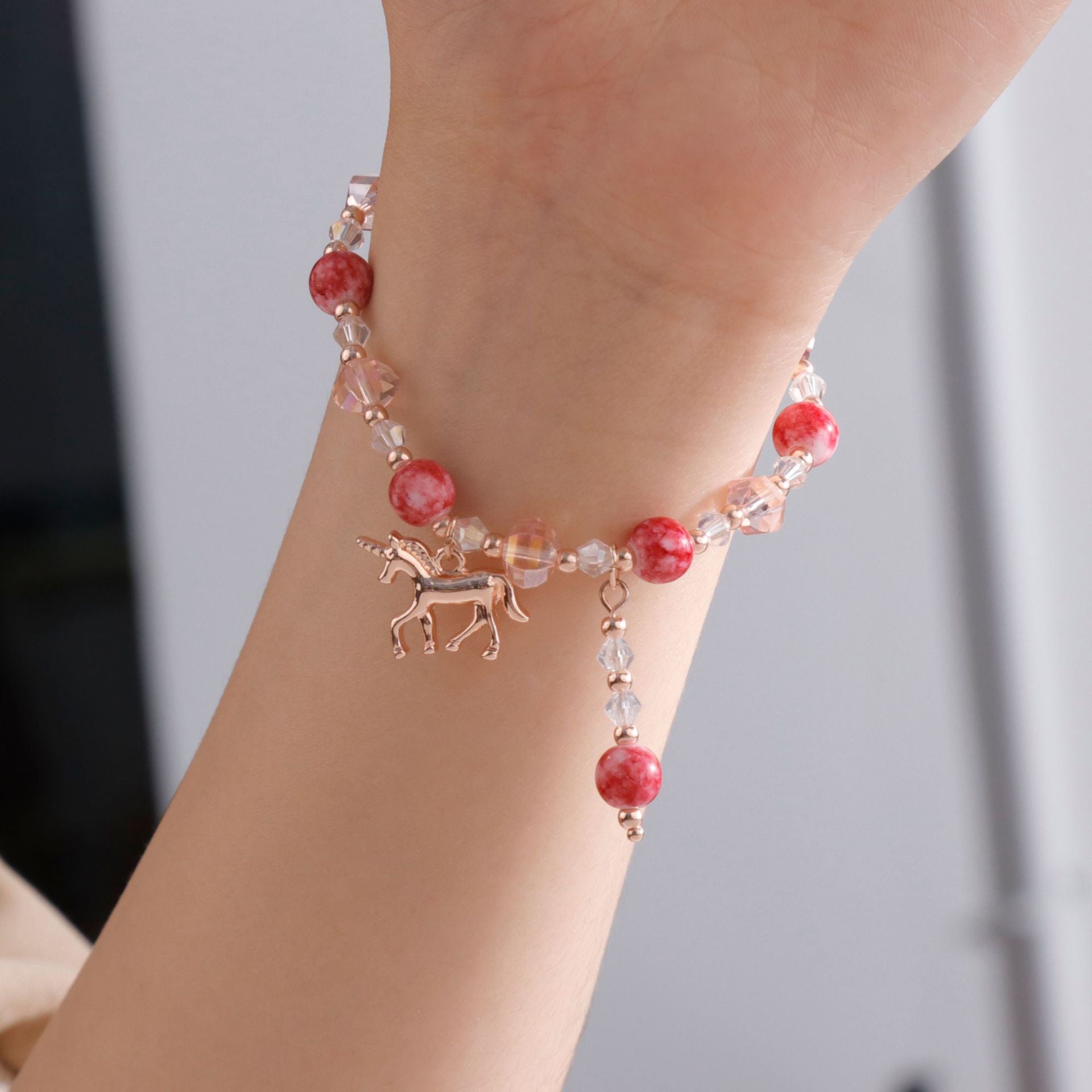 Wholesale  Rainbow Crystal Unicorn Bracelet