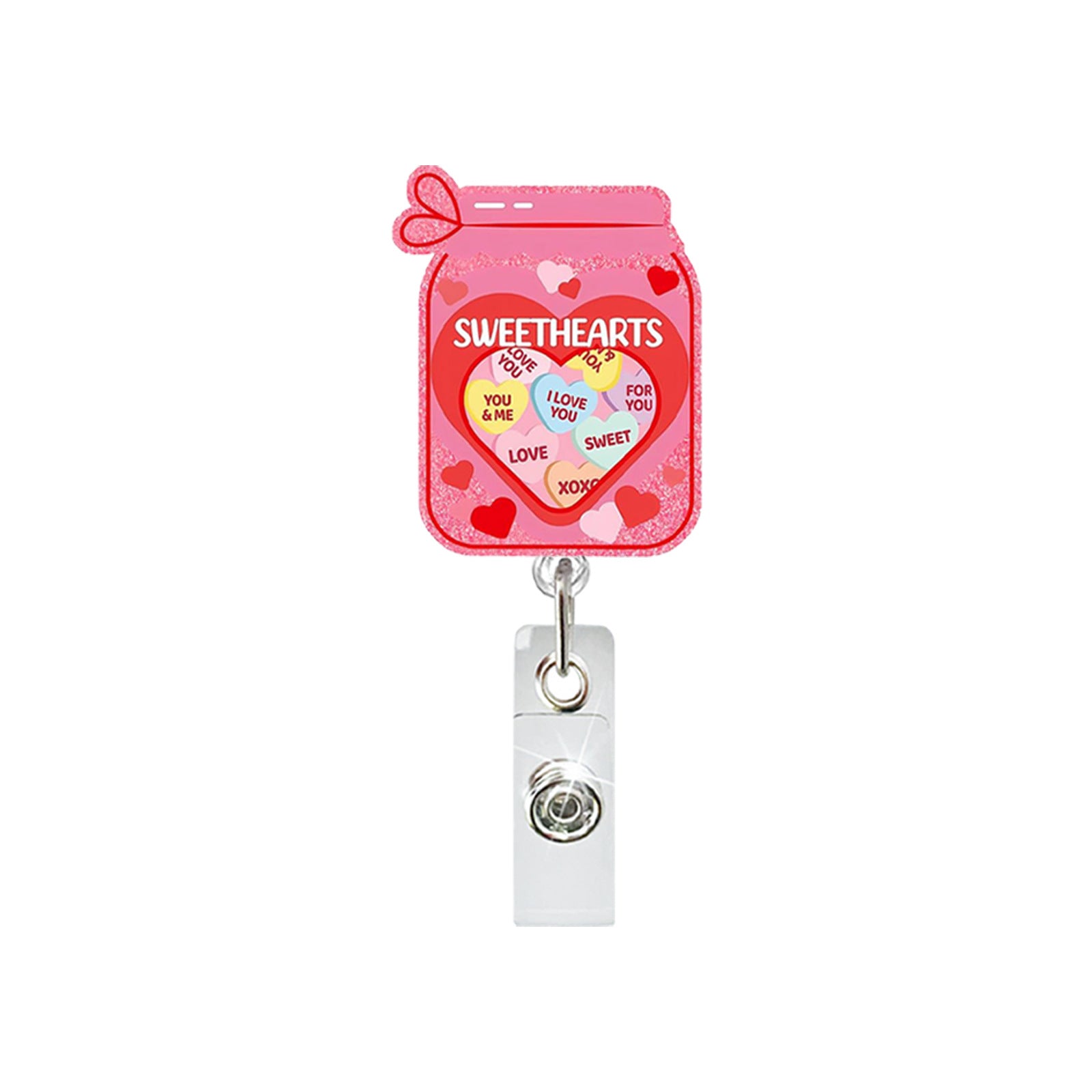 Wholesale Valentine' s Day Love Confession Acrylic Retractable ID Badge Clip - Fashion Accessory
