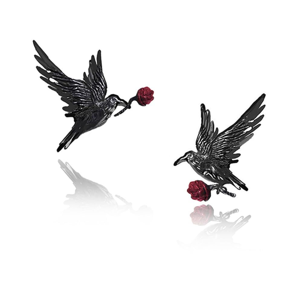 Wholesale Raven with Flowers Creative Earrings