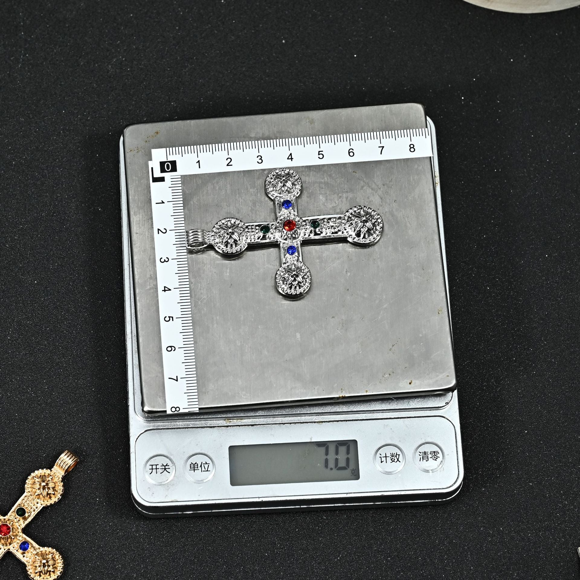 Wholesale Punk Style Diamond Cross Pendant Necklace Stainless Steel Chain Fashion Jewelry Accessory Boutique Gift