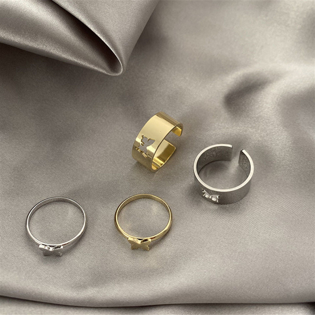 Wholesale punk style butterfly open adjustable ring