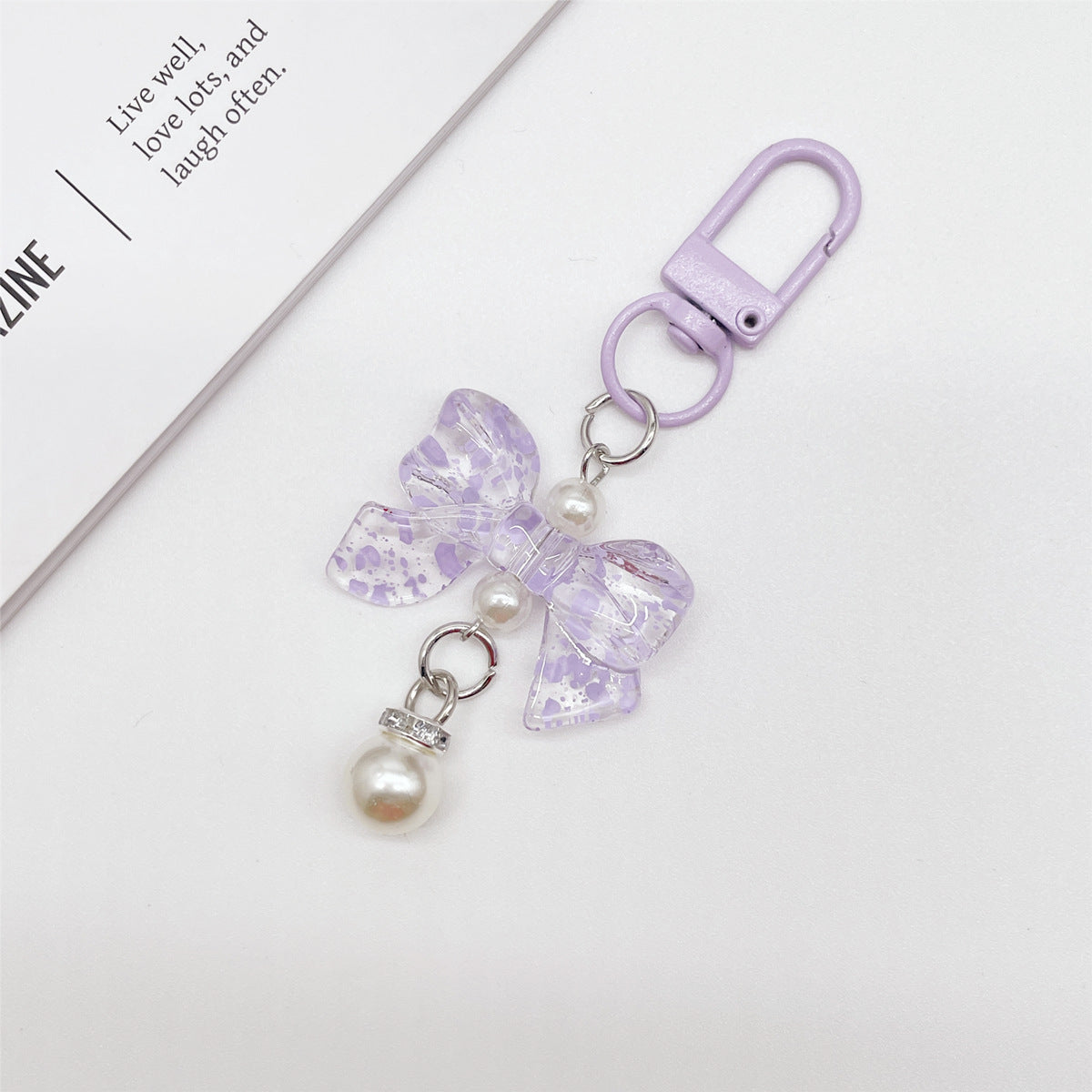 Wholesale Candy Colored Bowknot Texture Keychain Bag Charm Phone Accessory Gift