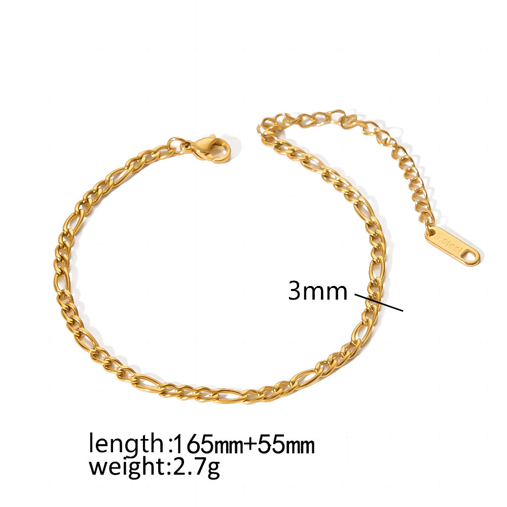 Wholesale 18K Gold Plated Stainless Steel Snake Bone Chain Cross Chain Bracelets ACC-BT-LiQuan002