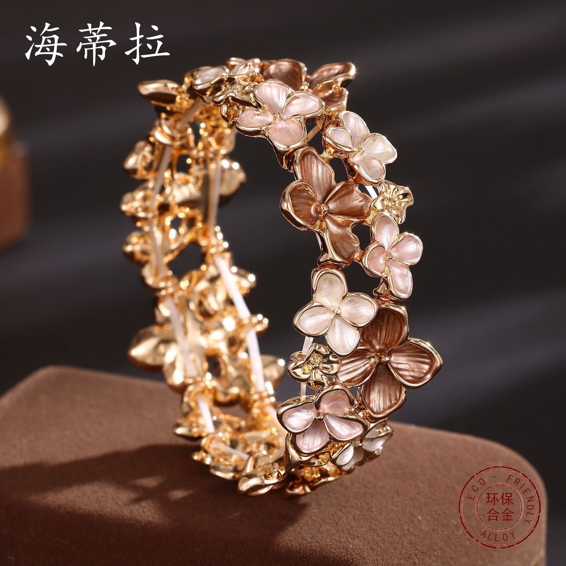Wholesale  Enamel Small Cherry Blossom Elastic Bracelet
