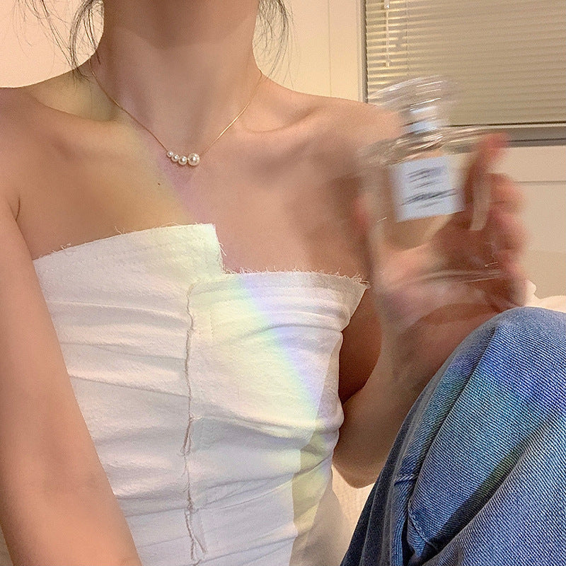 Wholesale Pearl Necklace Love Beaded Clavicle Necklace Choker Titanium Steel Necklace ACC-NE-Hank002