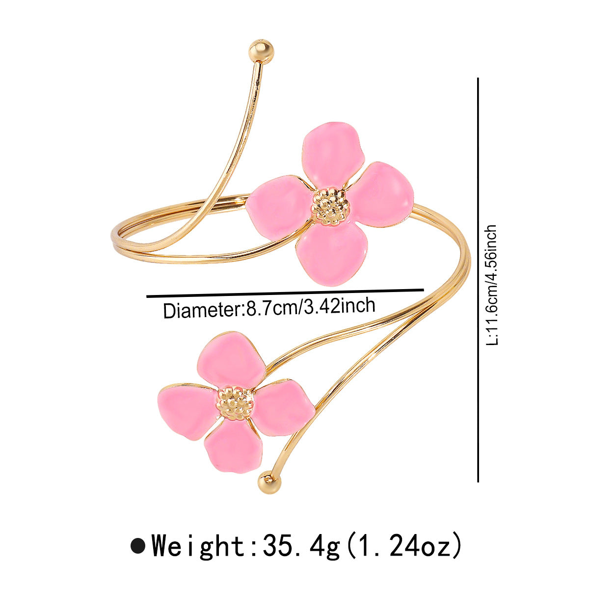 Bracciale all'ingrosso con fiori smaltati a doppia testa