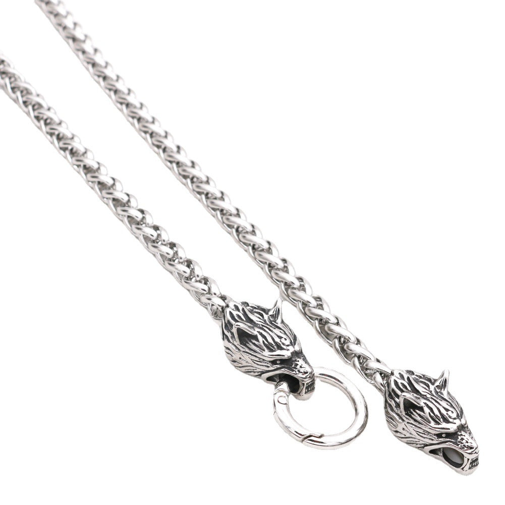 Wholesale Wolf Head Titanium Steel Hammer Pendant Necklaces ACC-NE-Hongg007