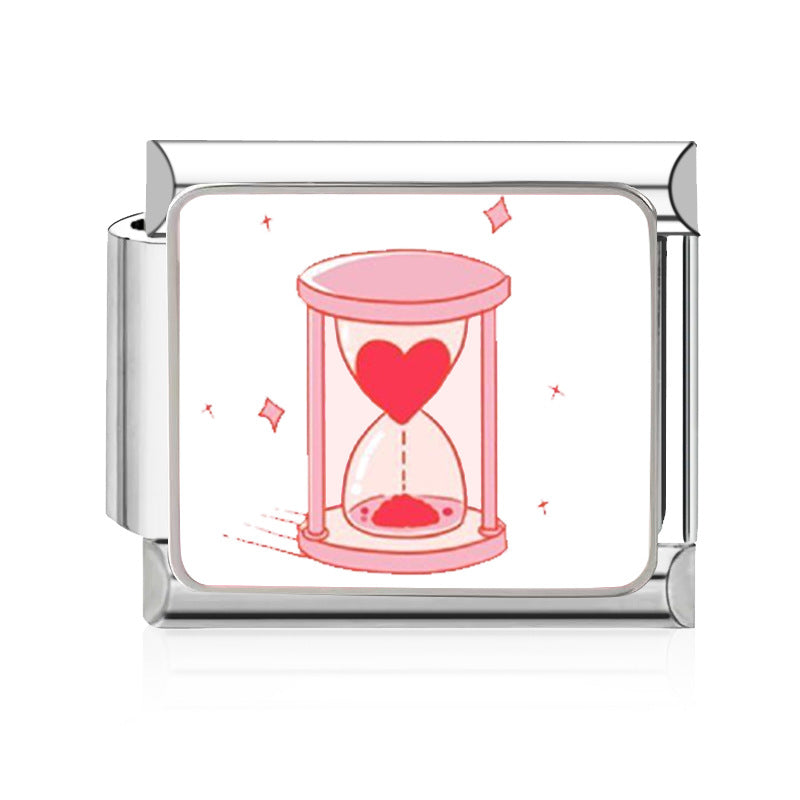 Wholesale 9mm Italian Charm Starter Bracelets DIY Pink Heart Series Stainless Steel Composable Bracelet