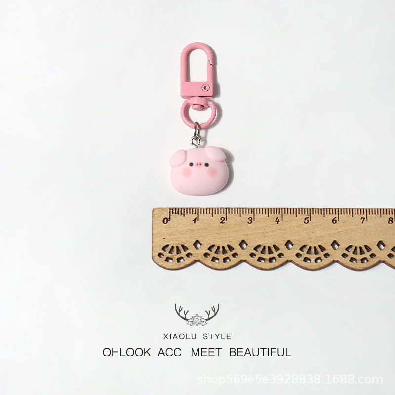 Wholesale Cute Pink Pig Keychain Pendant,  Plastic Resin Cartoon Fashion Accessory for Bag or Car Key