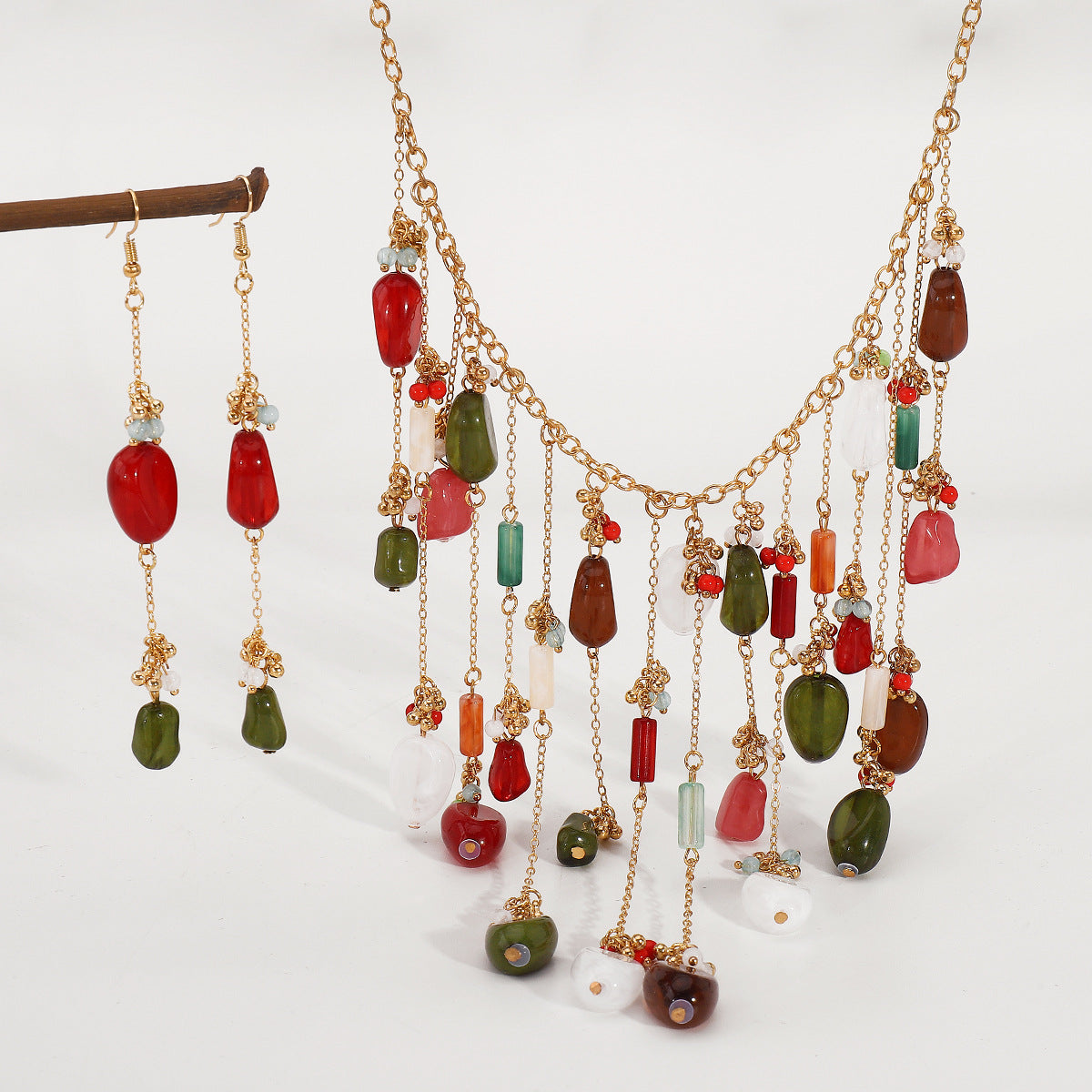 Wholesale ethnic style multi-pendant tassel necklace advanced modern clavicle chain