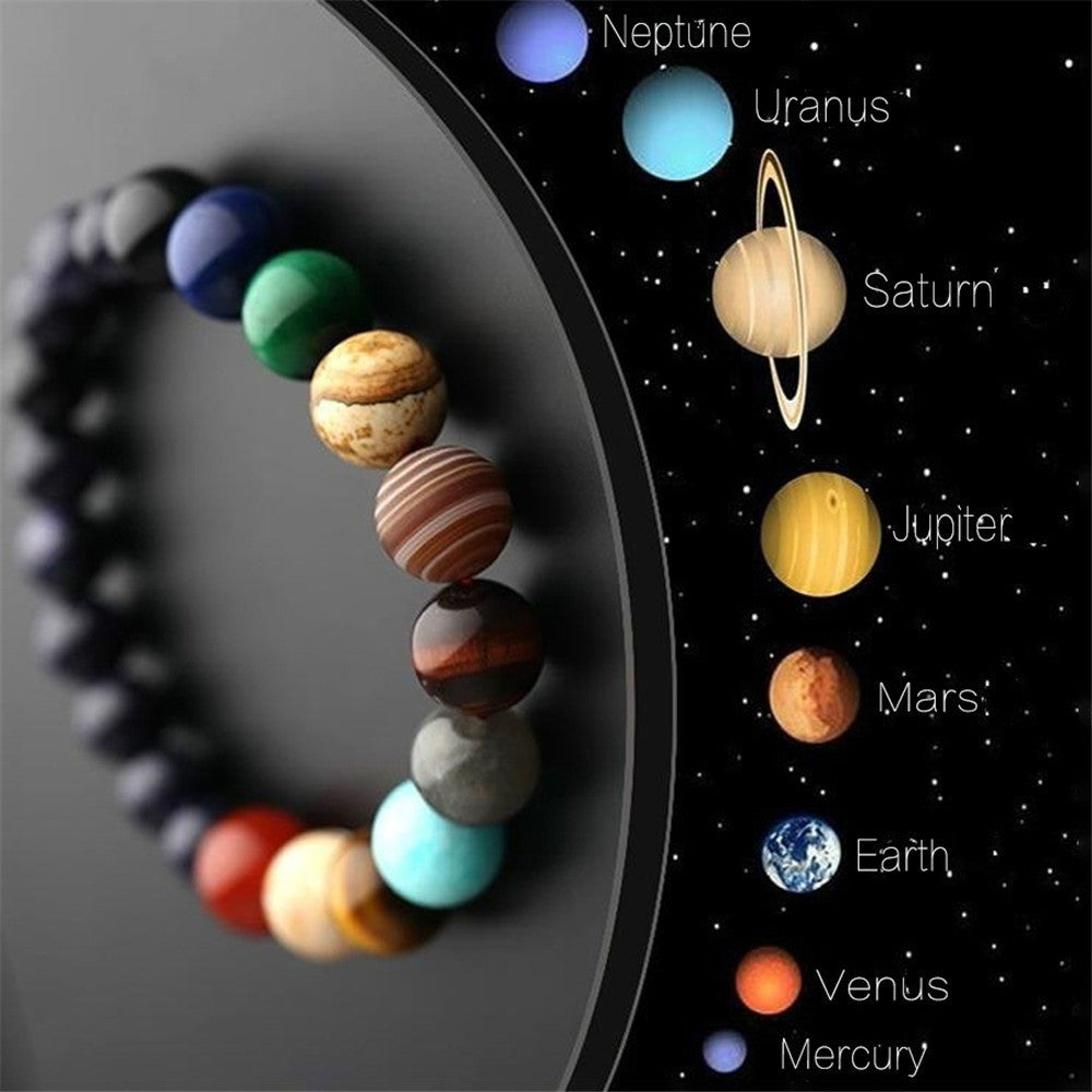 Wholesale Creative Eight Planets Bracelet Mixed Material Handmade Unisex Fashion Accessory Gift